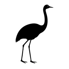Obraz premium Black Rhea Silhouette – Flat Rhea Wildlife Vector 