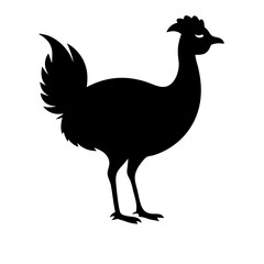 Black Rhea Silhouette – Flat Rhea Wildlife Vector
