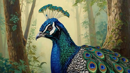 Majestic Peacock in the Forest