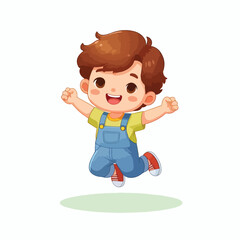 vector of small children jumping happily