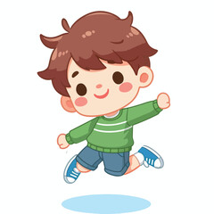 vector of small children jumping happily