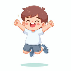 vector of small children jumping happily