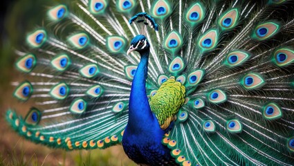 Obraz premium Peacock Courtship Dance to Attract a Partner