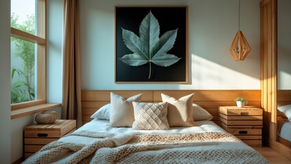 Updated home interior showcasing wooden furniture and wall features