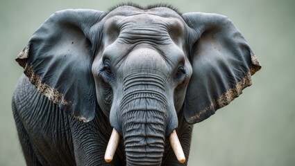 Obraz premium Close-Up View of an Asian Elephant's Face