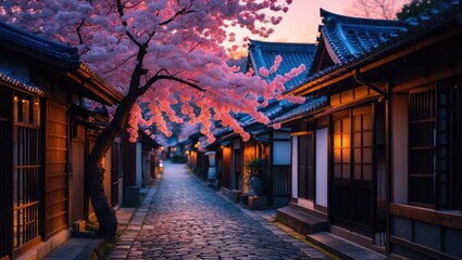 Fototapeta premium Spring Season in the Historic Area of Art at Dawn