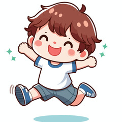 vector of small children jumping happily