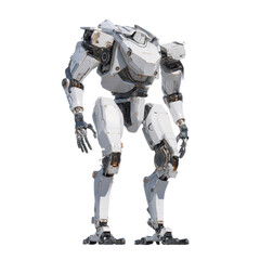 Powerful White Futuristic Robot Standing - 3D Render