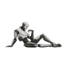Futuristic Robot in a Contemplative Pose, 3D Render