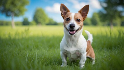 Jack Russell terrier in a grassy park setting