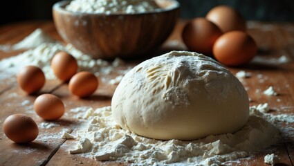 Fototapeta premium Baking Bread. Dough Preparation.