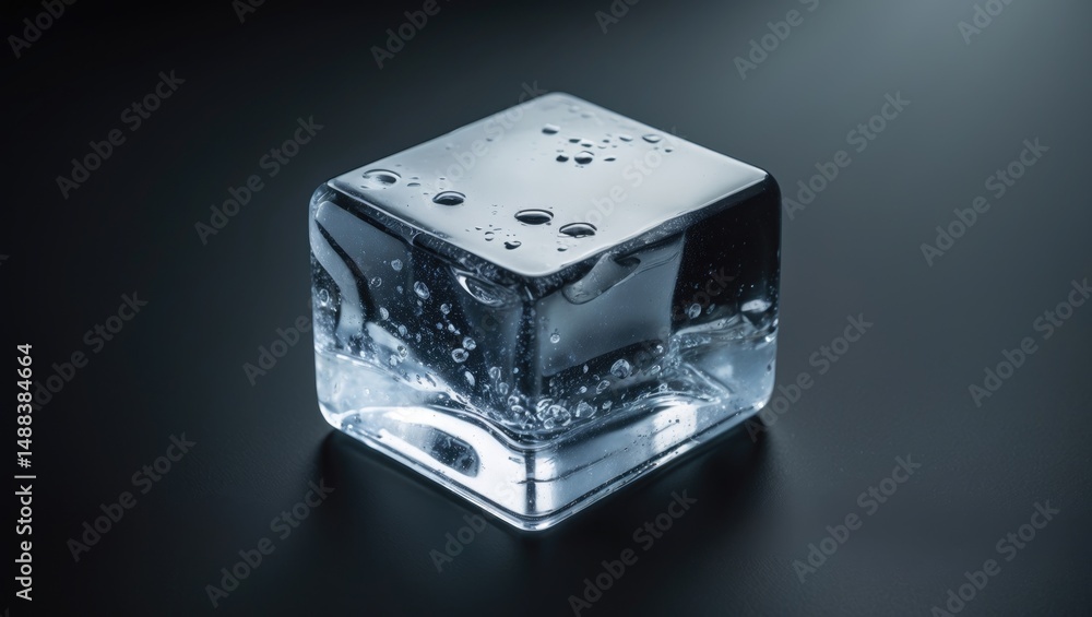 Poster translucent ice piece isolated against background with clipping path