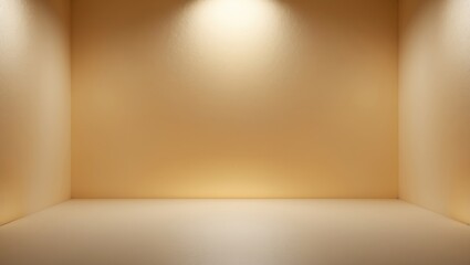 Fototapeta premium Bright white and gray interior featuring gold and green gradient background with spotlight focus