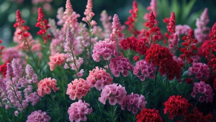 Vibrant Dianthus barbatus in bloom in a garden, perfect for posters, greetings, and special occasion decorations