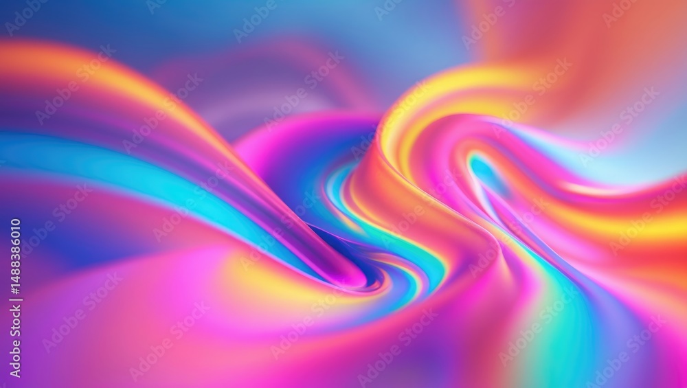 Poster Holographic blur texture with a synth wave rainbow color gradient.