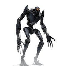 Imposing Mechanical Colossus Futuristic Robot in a Crouching Pose