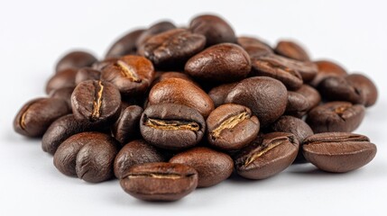 Naklejka premium Roasted Coffee Beans: A Close-Up of Rich Brown Coffee Beans