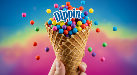 Dippin' Dots Ice Cream Cone with Colorful Cryogenic Pellets