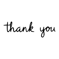 Handwritten "thank you" text in casual style on transparent background  