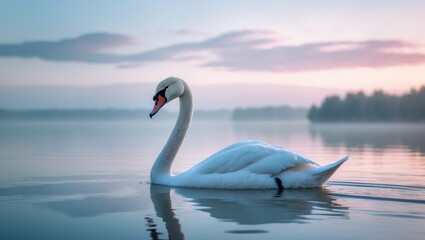 Obraz premium Lake water with a swan in a nature series