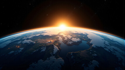 Sunrise Over Earth from Space