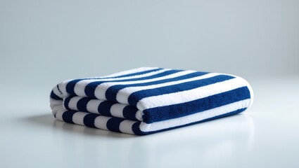 Isolated blue stripes beach towel folded on background