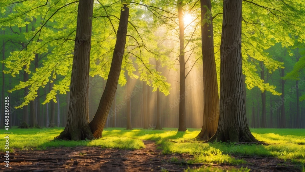 Poster trees in a spring forest