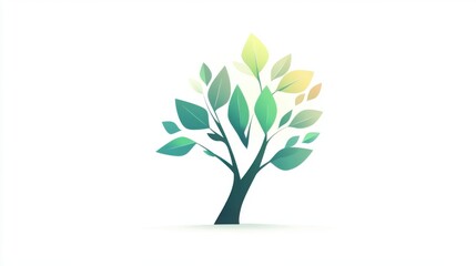 Obraz premium Illustration of a Stylized Tree with Green and Yellow Leaves