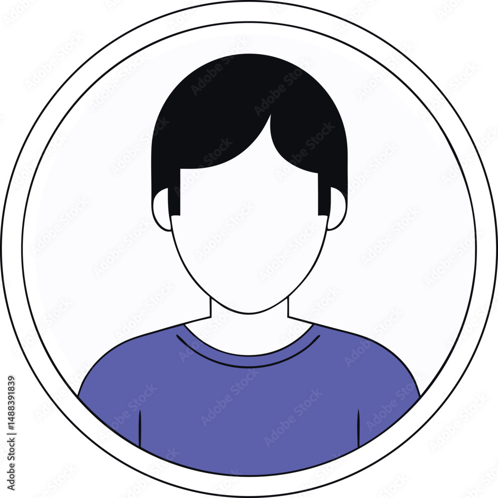 Poster minimalist avatar design featuring a person with simplified features in modern style