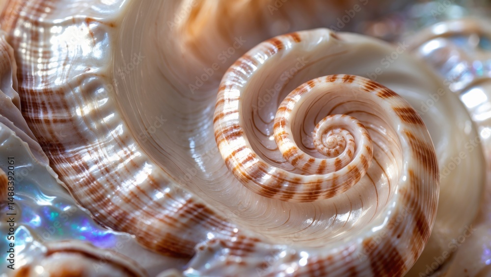 Poster Stunning abstract macro view of seashell texture