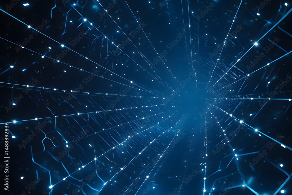 Poster digital network tunnel abstract showing data connection and technology advancement