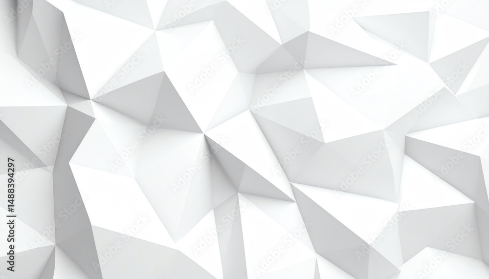 Poster abstract white geometric surface with sharp, angular facets, creating a modern and clean aesthetic, 