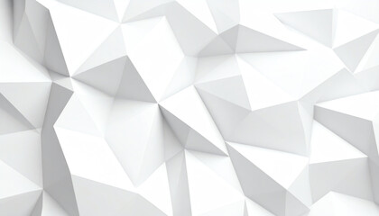 Abstract white geometric surface with sharp, angular facets, creating a modern and clean aesthetic, suitable for backgrounds or design elements