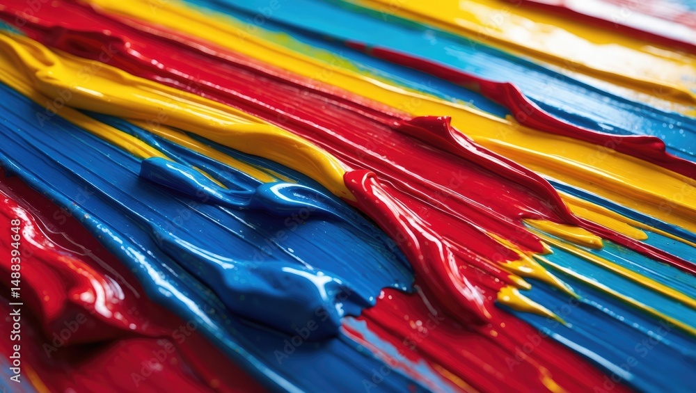 Poster hand-drawn acrylic painting with a creative art background. close-up of colorful brushstroke texture