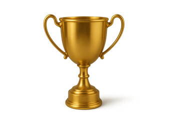 Golden trophy with handles on a transparent background, symbolizing achievement, victory, and success in competition