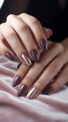 Nail Art in Plum Tones