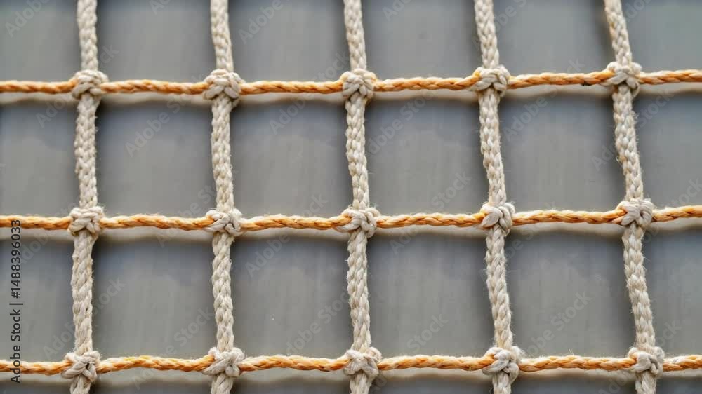 Poster Beige rope netting forming a regular grid pattern
