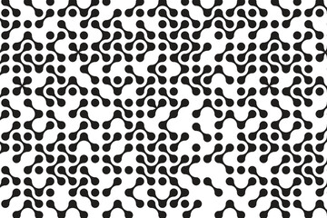 Vector Seamless Black And White Irregular Rounded. Halftone Transition Abstract Background Pattern