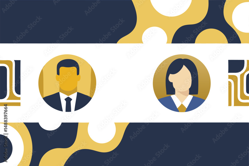 Poster modern business professionals in abstract design with transparency for versatile applications
