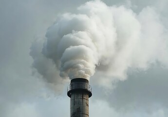 Smoke Emitting from Industrial Chimney