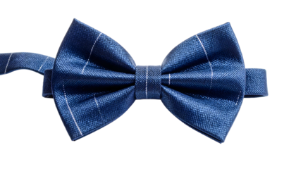 Plaid Blue bow tie isolated on transparent background
