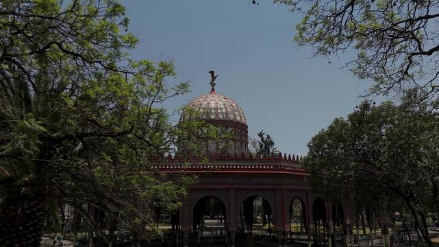Aerial view showcasing kiosko morisco in vibrant mexico city park