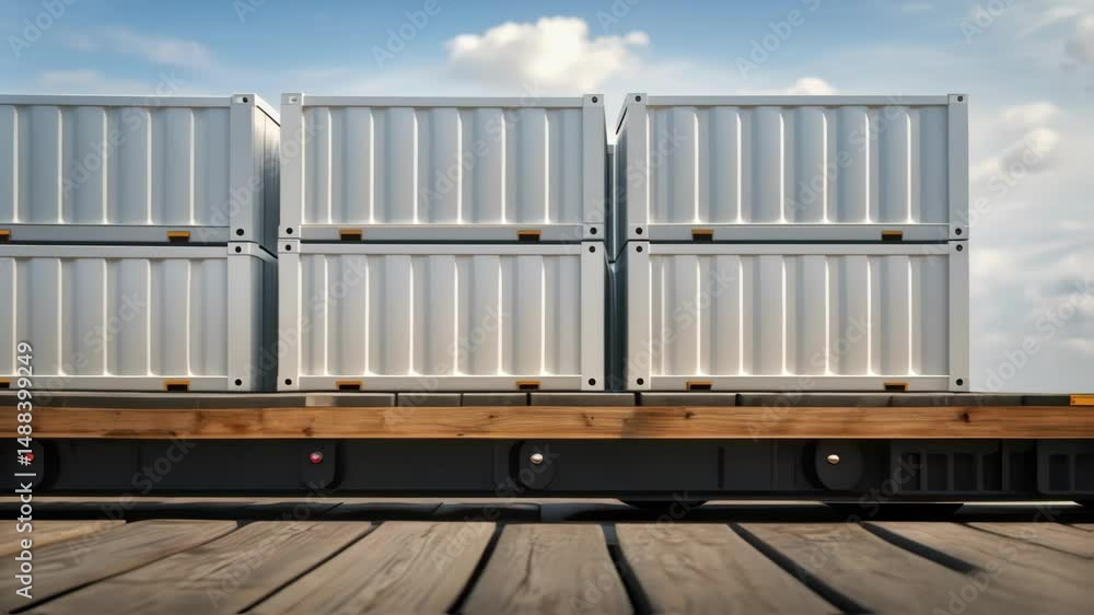 Poster Cargo containers moving on automated guided vehicle