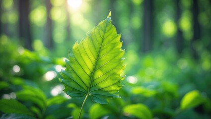 Bright and natural summer scenery of lush ash leaves in a vibrant forest landscape