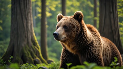 Brown bear of Europe in the woods