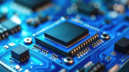 Close-Up of a Blue Circuit Board