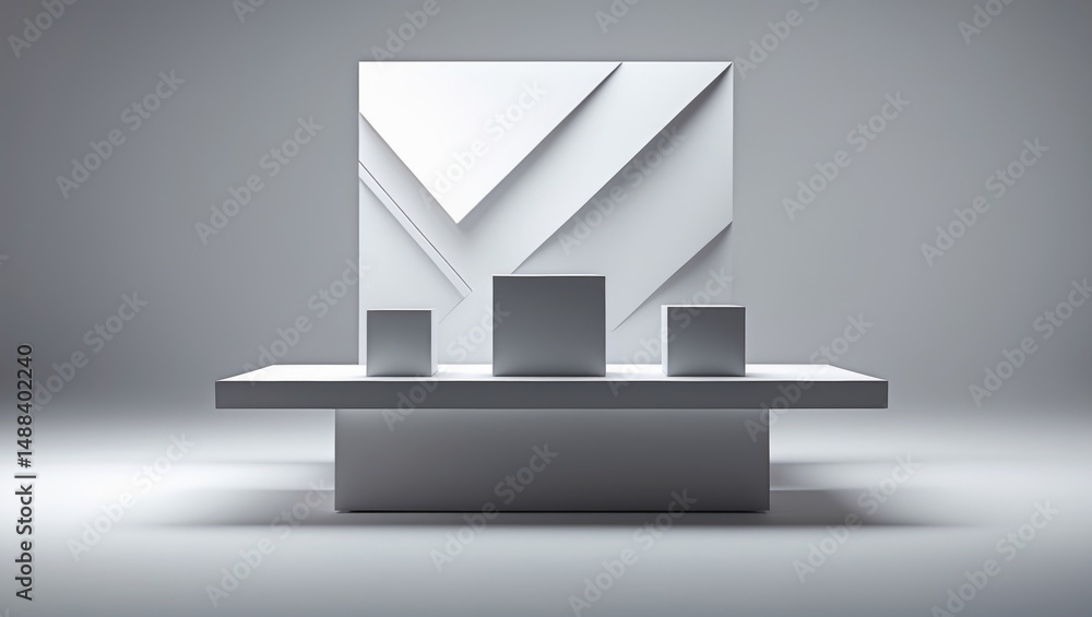 Aufkleber Display table for cube products on an abstract background.