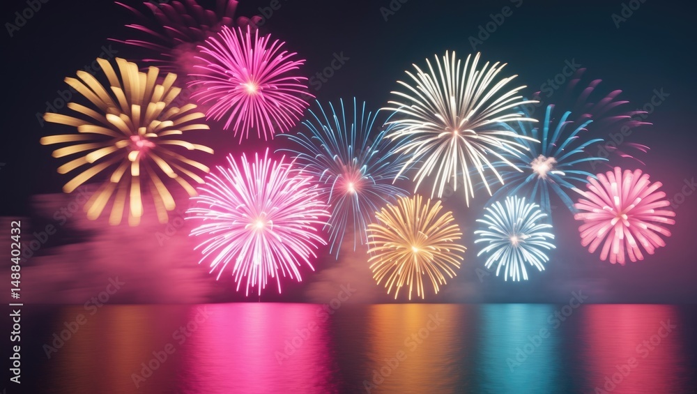 Aufkleber abstract firework background in vibrant colors with space for text