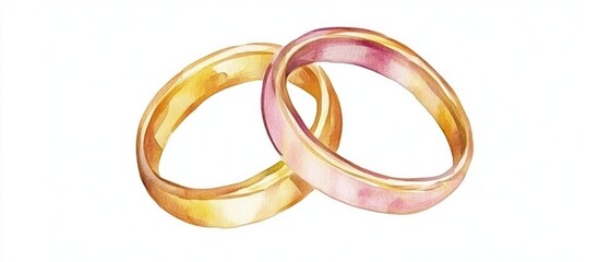 Watercolor illustration of two intertwined wedding rings symbolizing union