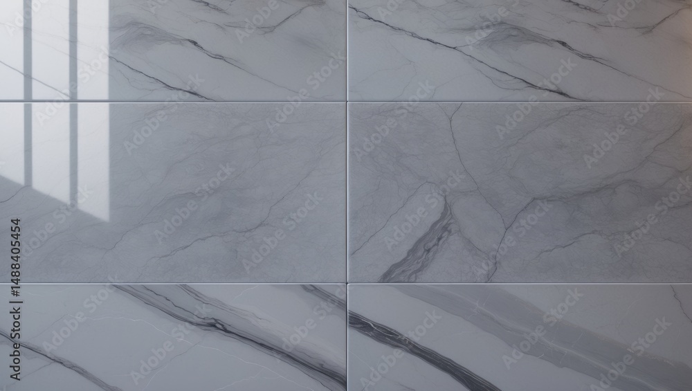 Poster light grey marble stone complemented by patterned ceramic tile with natural texture